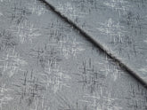 STONE GREY WITH SILVER AND BLACK TEXTURED SATIN PRINT PRIMIUM MIX COTTON SHIRT FABRIC.